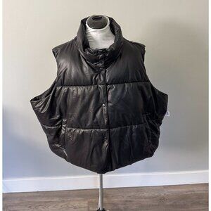 Old Navy Faux Leather Black Puffer Vest - NWT - Size 4X